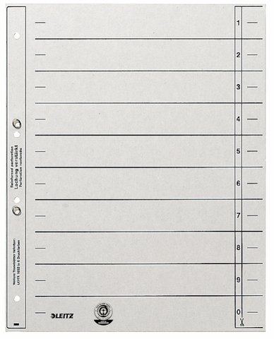 LEITZ® Trennblatt, Kraftkarton (RC), 200 g/m², geöst, A4, grau (100 Stück), Sie erhalten 1 Packung á 100 Stück von Leitz