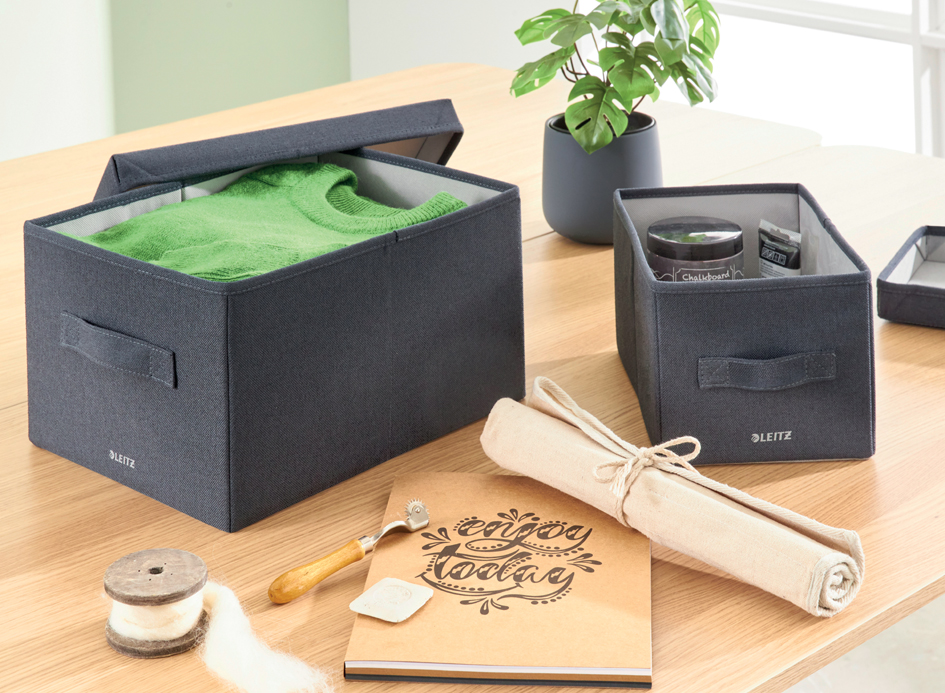 LEITZ Ablagebox aus Stoff, Größe M, 2er Set, samtgrau LEITZ Ablagebox aus Stoff, Größe M, 2er Set, samtgrau von Leitz