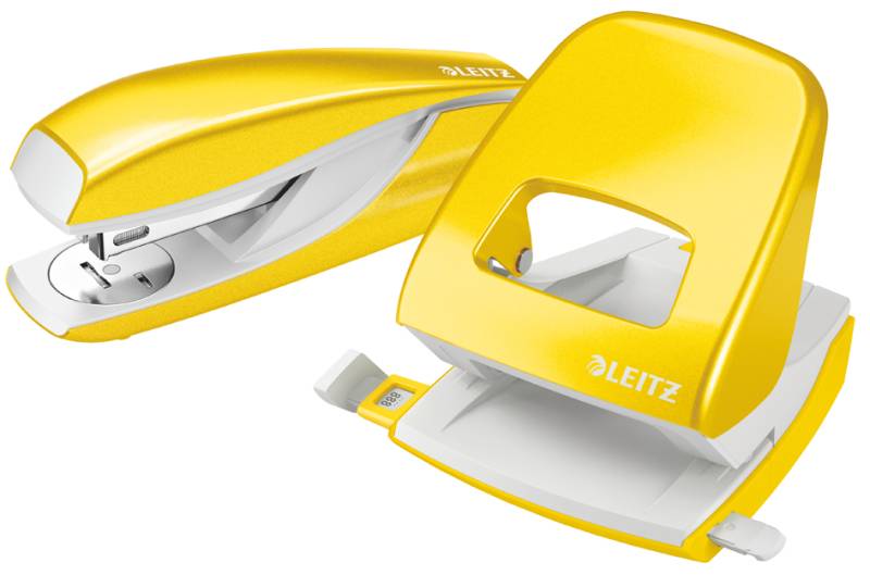 LEITZ Heftgerät- & Locher-Set Nexxt WOW, gelb-metallic von Leitz