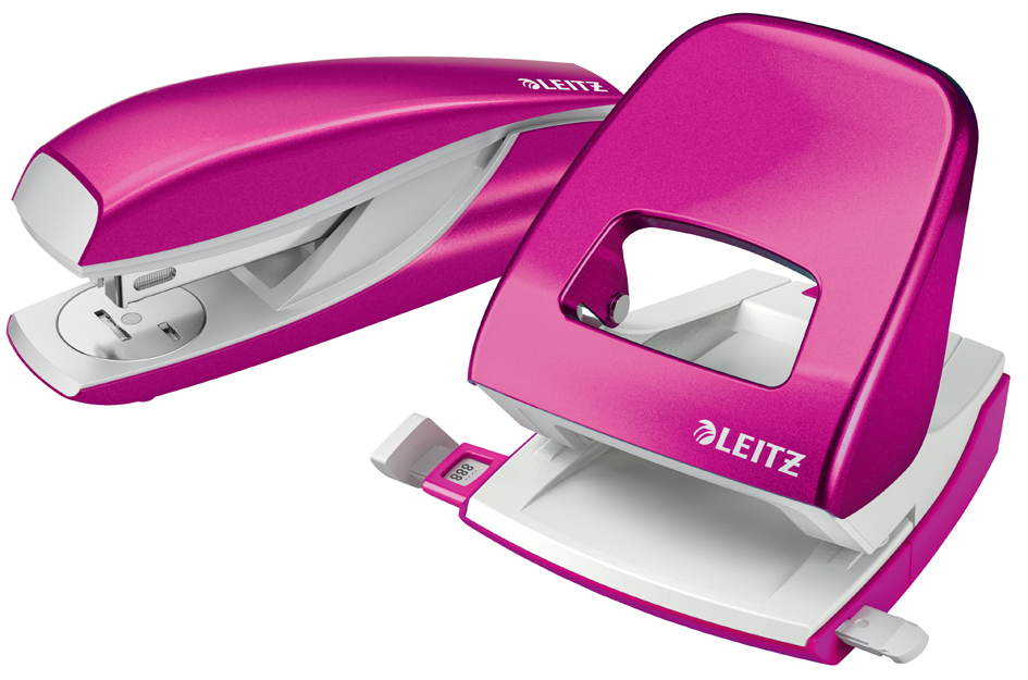 LEITZ Heftgerät- & Locher-Set Nexxt WOW, pink-metallic von Leitz