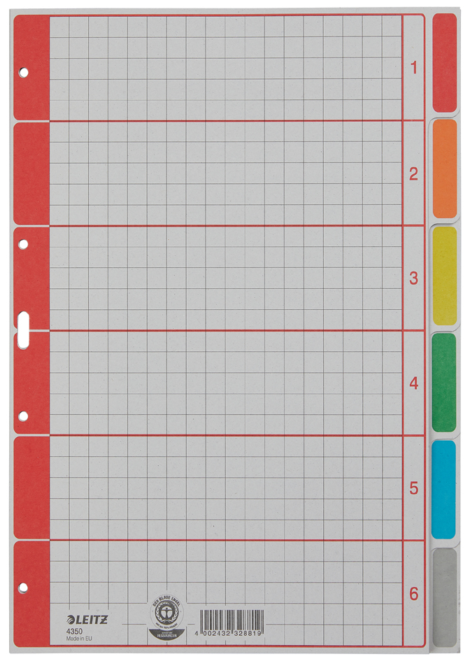 LEITZ Karton-Register extrastark, blanko, A4, 6-teilig, grau LEITZ Karton-Register extrastark, blanko, A4, 6-teilig, grau von Leitz