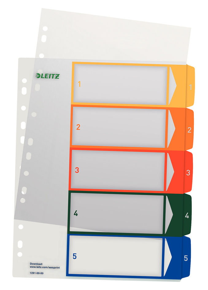 LEITZ Kunststoff-Register, Zahlen, A4 Überbreite, 1-5, PC- von Leitz
