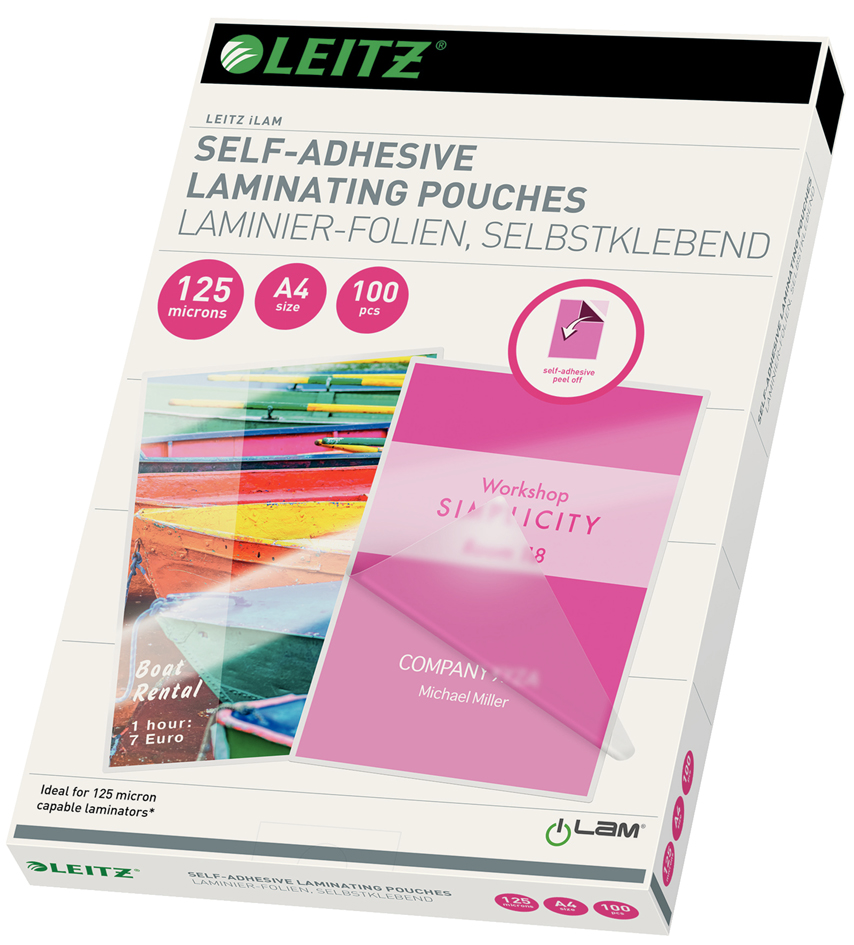 LEITZ Laminierfolientasche, DIN A4, selbstklebend, 250 mic von Leitz