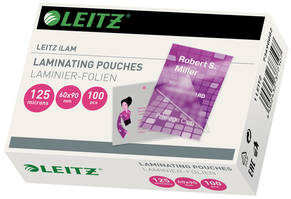 LEITZ Laminierfolientasche für Visitenkarten, 60 x 90 mm LEITZ Laminierfolientasche für Visitenkarten, 60 x 90 mm von Leitz