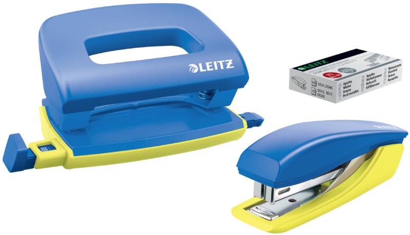 LEITZ Mini Heftgerät- & Locher-Set Urban Chic, blau von Leitz