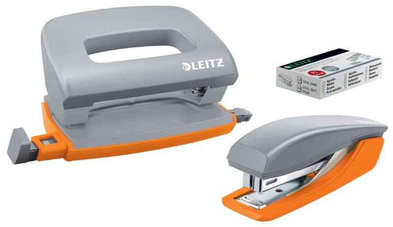 LEITZ Mini Heftgerät- & Locher-Set Urban Chic, dunkelgrau von Leitz