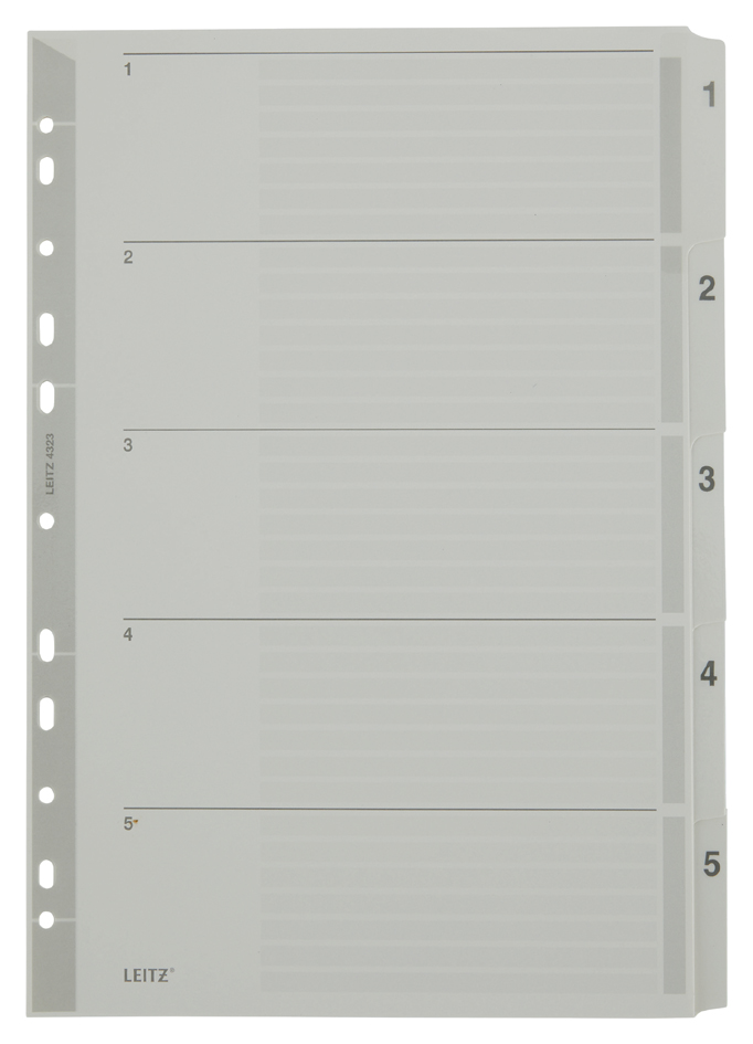 LEITZ Mylarkarton-Register, Zahlen, A4, 1-5, 5-teilig, grau LEITZ Mylarkarton-Register, Zahlen, A4, 1-5, 5-teilig, grau von Leitz