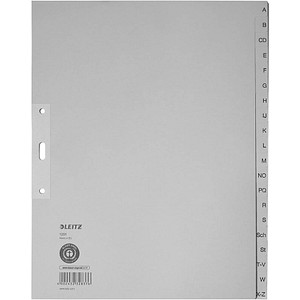 LEITZ Ordnerregister 1201 Vollformat, Überbreite A-Z grau 20-teilig, 10 Satz von Leitz