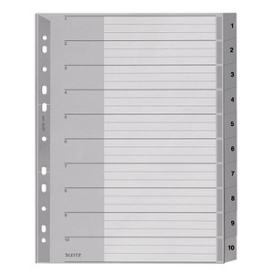 LEITZ Ordnerregister 1280 Vollformat, Überbreite 1-10 grau 10-teilig, 1 Satz LEITZ Ordnerregister 1280 Vollformat, Überbreite 1-10 grau 10-teilig, 1 Satz von Leitz