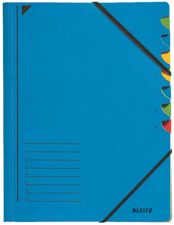 LEITZ Ordnungsmappe, DIN A4, Karton, 7 Fächer, blau von Leitz