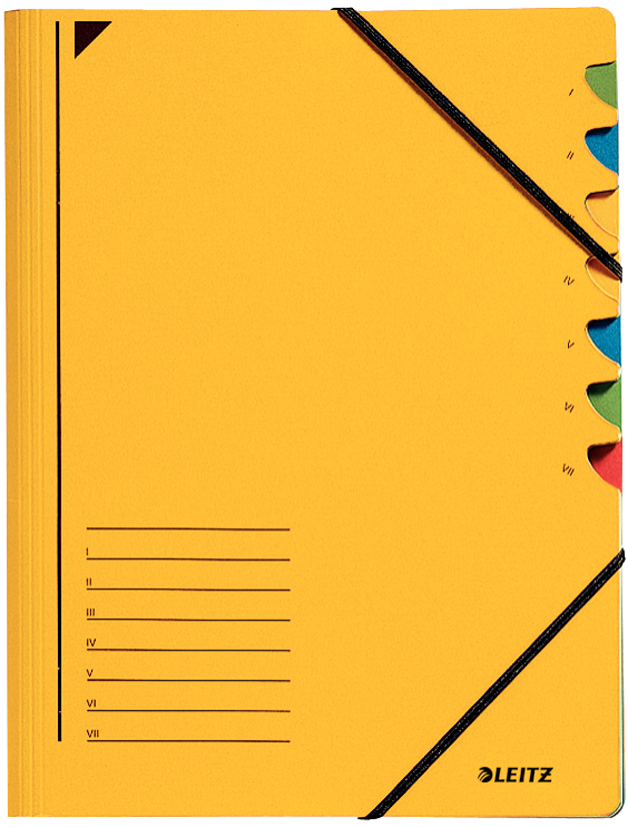 LEITZ Ordnungsmappe, DIN A4, Karton, 7 Fächer, gelb von Leitz
