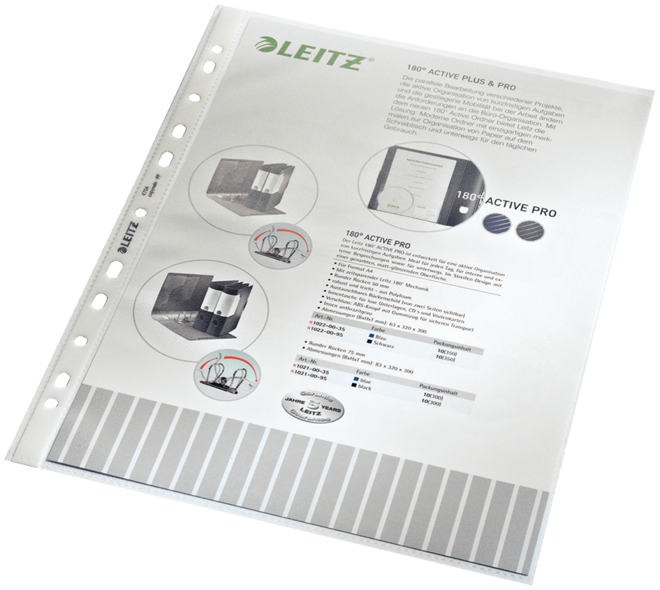 LEITZ Prospekthülle Standard, A4, PP, genarbt, 0,07 mm von Leitz