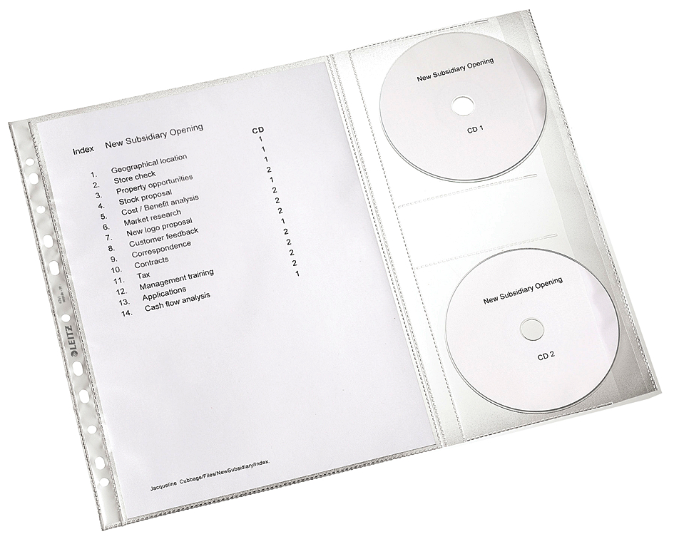 LEITZ Prospekthülle mit CD-Klappe, A4, PP, genarbt, 0,12 mm von Leitz