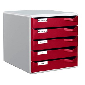 LEITZ Schubladenbox Post-Set  bordeaux 5280-00-28, DIN A4 mit 5 Schubladen von Leitz