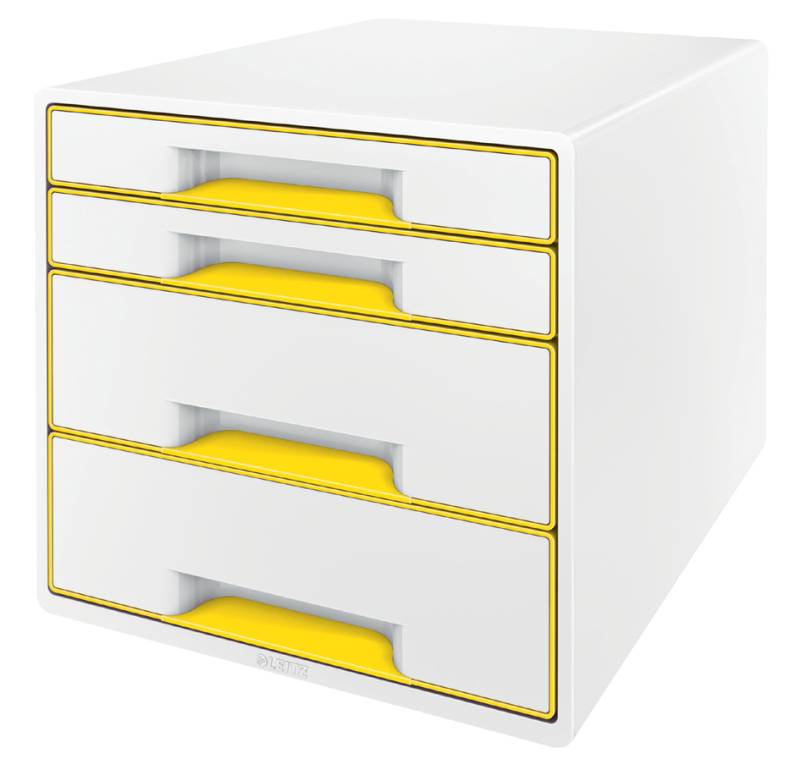 LEITZ Schubladenbox WOW CUBE, 4 Schübe, perlweiß/gelb von Leitz