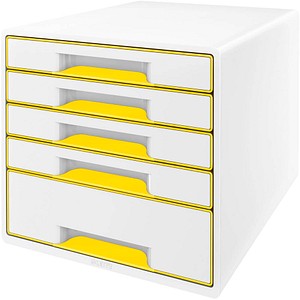 LEITZ Schubladenbox WOW Cube  perlweiß/gelb 5214-20-16, DIN A4 mit 5 Schubladen von Leitz