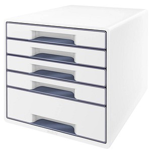 LEITZ Schubladenbox WOW Cube  perlweiß/grau 5214-20-01, DIN A4 mit 5 Schubladen von Leitz