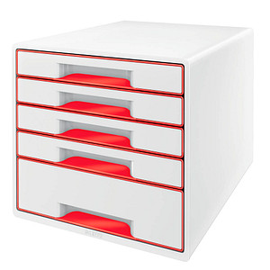 LEITZ Schubladenbox WOW Cube perlweiß/rot 52142026, DIN A4 mit 5 Schubladen LEITZ Schubladenbox WOW Cube perlweiß/rot 52142026, DIN A4 mit 5 Schubladen von Leitz