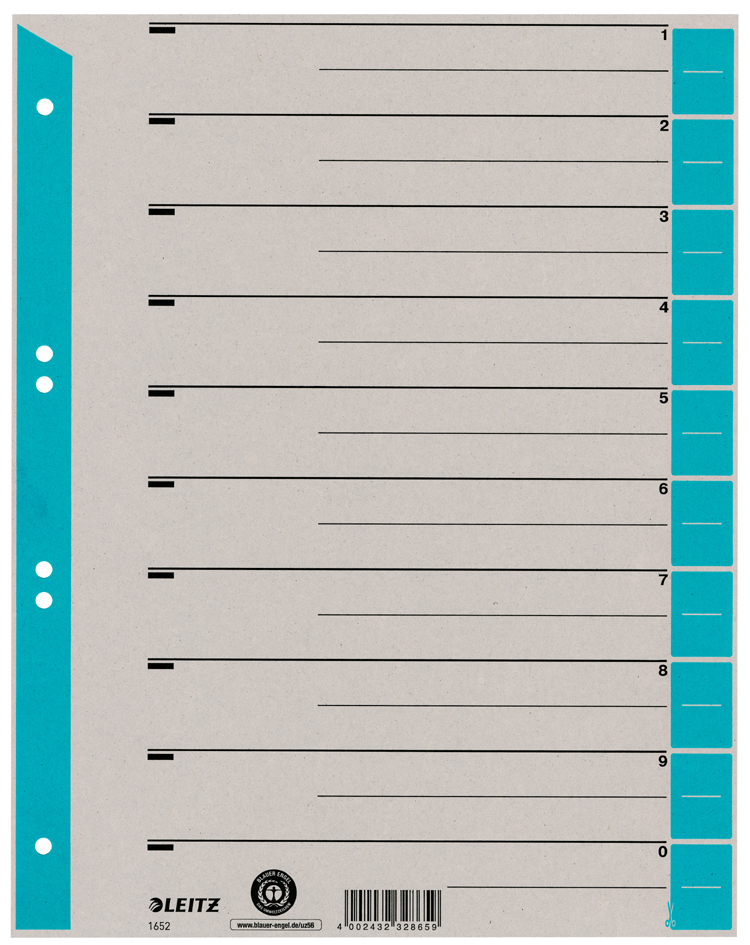 LEITZ Trennblätter, A4 Überbreite, Kraftkarton 230g/qm, blau von Leitz