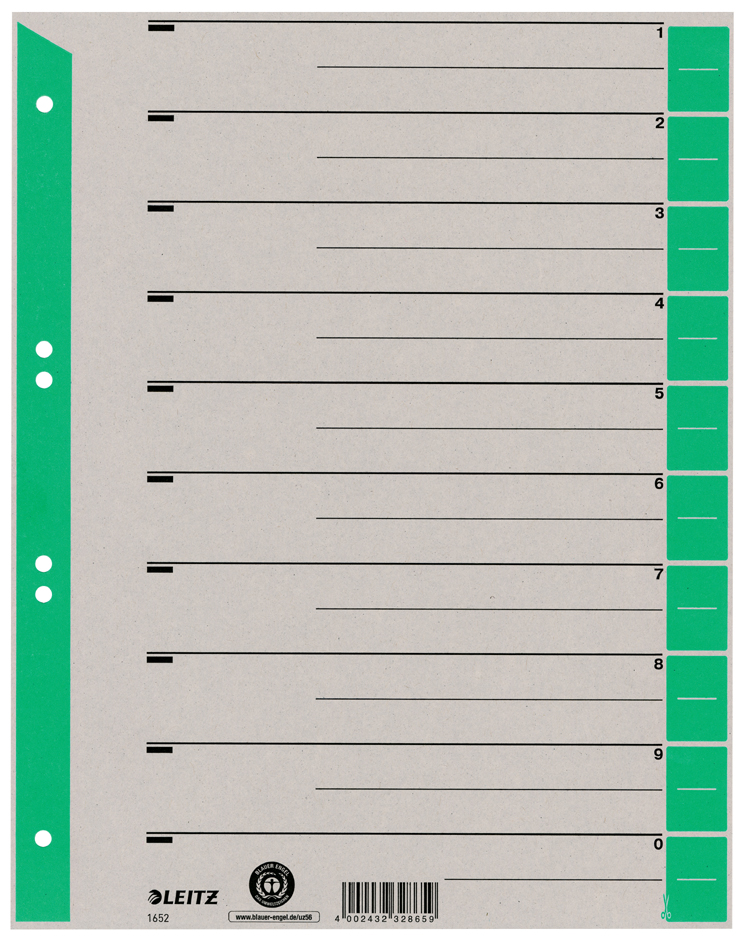 LEITZ Trennblätter, A4 Überbreite, Kraftkarton 230g/qm, grün LEITZ Trennblätter, A4 Überbreite, Kraftkarton 230g/qm, grün von Leitz