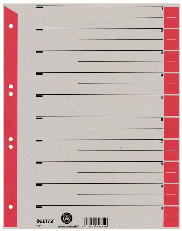 LEITZ Trennblätter, A4 Überbreite, Kraftkarton 230g/qm, rot LEITZ Trennblätter, A4 Überbreite, Kraftkarton 230g/qm, rot von Leitz