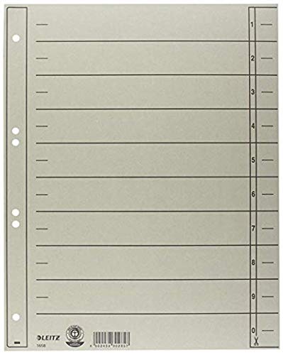 LEITZ Trennblätter, A4 Überbreite, Manilakarton 230g/qm,grau 100 Stück LEITZ Trennblätter, A4 Überbreite, Manilakarton 230g/qm,grau 100 Stück von Leitz