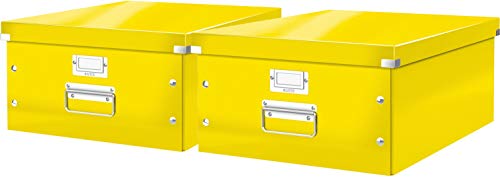 Leitz, Große Aufbewahrungs- und Transportbox, Mit Deckel, Für A3, Click & Store (Gelb | 2er Pack) von Leitz
