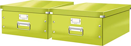 Leitz, Große Aufbewahrungs- und Transportbox, Mit Deckel, Für A3, Click & Store (Grün | 2er Pack) von Leitz