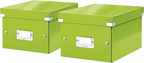 Leitz, Kleine Aufbewahrungs- und Transportbox, Mit Deckel, Für A5, Click & Store (Grün | 2er Pack) von Leitz