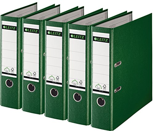 Leitz 1010-50 Qualitäts-Ordner Plastik-Cover (A4 breit| 5er Pack, grün) von Leitz