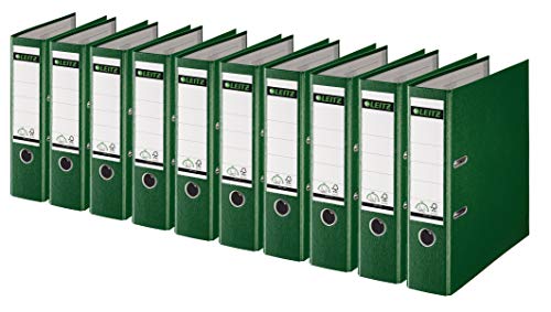 Leitz 1010 Qualitäts-Ordner Kunststoff breit mit patentierter 180 Präzisionsmechanik (10 Stück) 8 cm breit grün von Leitz
