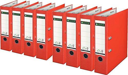Leitz 1010 Qualitäts-Ordner Kunststoff breit mit patentierter 180º Präzisionsmechanik 8er Pack, hellrot von Leitz