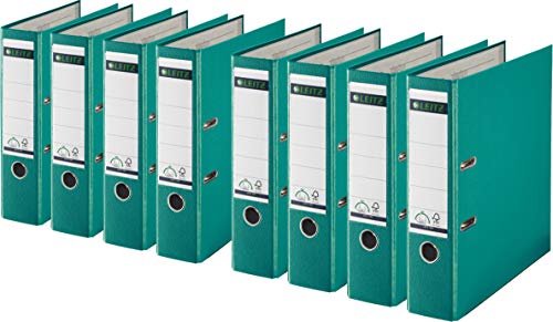 Leitz 1010 Qualitäts-Ordner Plastik breit, mit patentierter 180º-Präzisionsmechanik 8er Pack türkis von Leitz