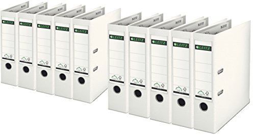 Leitz 10105001 Qualitäts-Ordner Plastik-Cover (A4 breit | 10er Pack, weiß) von Leitz