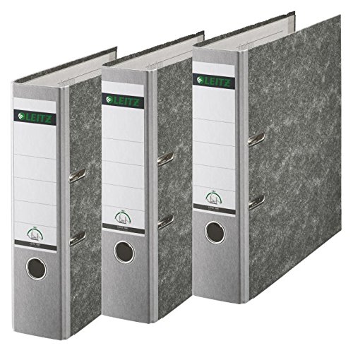 Leitz 310305025 Qualitäts-Ordner 180A mit Schlitzen A4 Breit, 3 Stück grau von Leitz