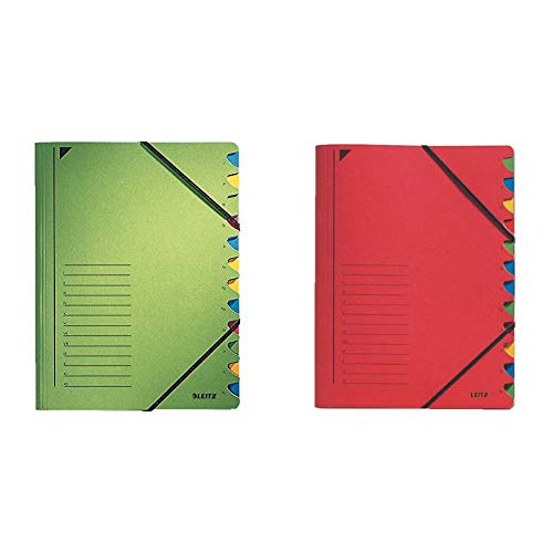 Leitz 39120055 Ordnungsmappe, 12 Fächer, Colorspankarton, grün & 39120025 Ordnungsmappe, 12 Fächer, Colorspankarton, rot Leitz 39120055 Ordnungsmappe, 12 Fächer, Colorspankarton, grün & 39120025 Ordnungsmappe, 12 Fächer, Colorspankarton, rot von Leitz