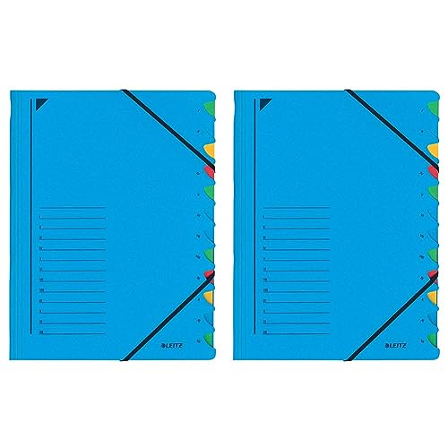 Leitz 39120335 Ordnungsmappe (A4, 12 Fächer) blau (Packung mit 2) von Leitz