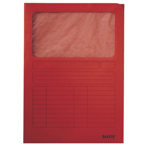 Leitz 3950-00-25 Sichtmappe, A4, oben und rechte Seite offen, Karton, rot, Pack mit 100 Stück Leitz 3950-00-25 Sichtmappe, A4, oben und rechte Seite offen, Karton, rot, Pack mit 100 Stück von Leitz