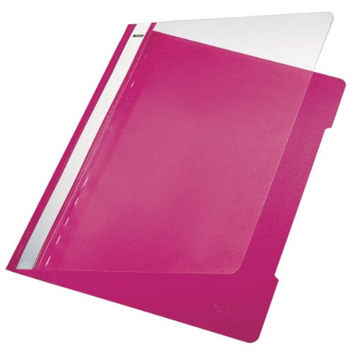 Leitz 4191 Premium PVC Plastik-Hefter Standard, mit transparentem Vorderdeckel (pink, 25) von Leitz