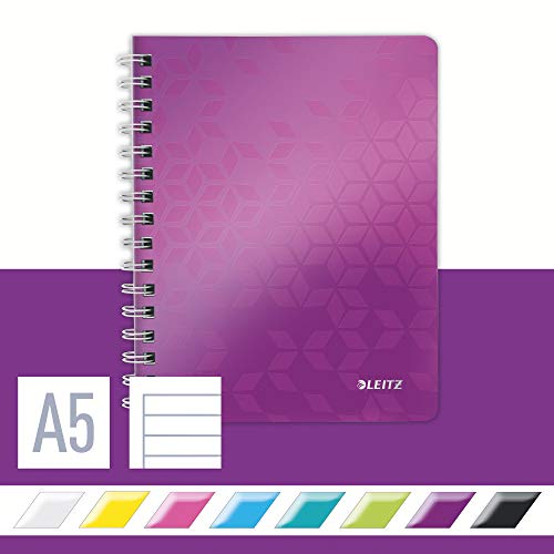 Leitz 46390062 Kollegblock WOW, A5, PP, liniert, holzfrei, 80 Blatt, violett von Leitz