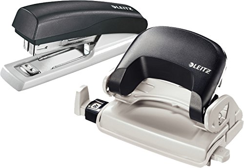 Leitz 50580095 Locher Klein NeXXt, 10 Blatt, schwarz + Leitz Nexxt Series Mini Heftgerät (10 Blatt) schwarz Bundle von Leitz