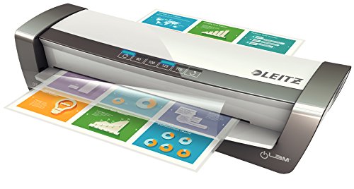 Leitz A3 Laminiergerät Office Pro, Für 80 bis 175 mic Laminierfolien, inkl. Laminierfolien Starterkit, schnelles Laminieren, ideal für den Einsatz in Büro & Schule, Weiß/Silber, iLAM, 75180084 von Leitz