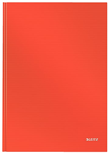 Leitz A4 Notizbuch, 80 Blatt, Hardcover, Linierte Seiten, Solid, Hellrot, 46650020 von Leitz