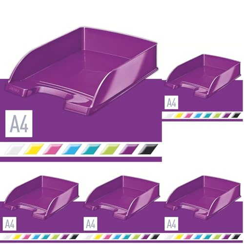 Leitz Briefkorb, A4, Violett, Wow-Serie, 52263062 (Packung mit 5) von Leitz