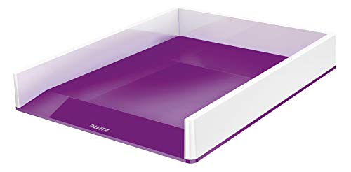 Leitz Briefkorb A4, 4er Pack, Zweifarbiges Design, Weiß/Violett, Duo Colour, WOW, 53611062 von Leitz