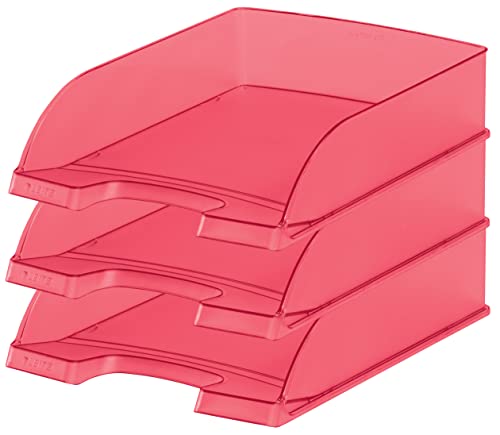 Leitz Briefkorb Standard A4, 5er Pack, Rot, Plus Serie, 52270026 von Leitz
