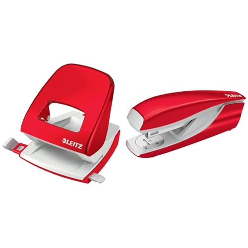 Leitz Büro Locher + Heftgerät, Für 30 Blatt, Anschlagschiene mit Formatvorgaben, Tacker mit 200 Heftklammern, Ergonomisches Design, Rot, WOW-Serie, 50081026 + 55021026 Leitz Büro Locher + Heftgerät, Für 30 Blatt, Anschlagschiene mit Formatvorgaben, Tacker mit 200 Heftklammern, Ergonomisches Design, Rot, WOW-Serie, 50081026 + 55021026 von Leitz