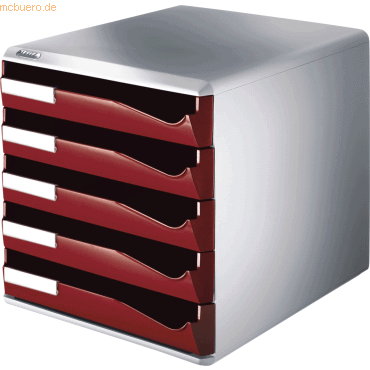 Leitz Bürobox BxHxT 291x292x352mm 5 Schubladen bordeaux/lichtgrau Leitz Bürobox BxHxT 291x292x352mm 5 Schubladen bordeaux/lichtgrau von Leitz