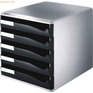Leitz Bürobox BxHxT 291x292x352mm 5 Schubladen lichtgrau/schwarz Leitz Bürobox BxHxT 291x292x352mm 5 Schubladen lichtgrau/schwarz von Leitz
