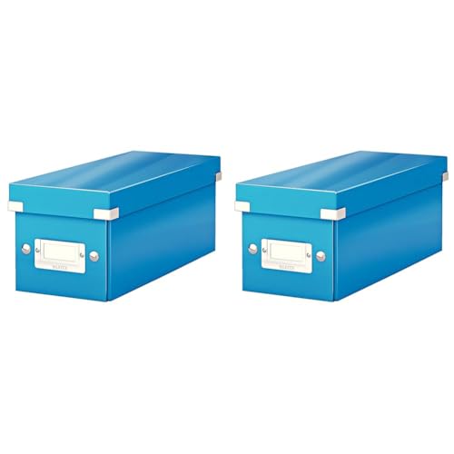 Leitz CD Aufbewahrungsbox, Blau, Mit Deckel, Click & Store, 60410036 (Packung mit 2) von Leitz